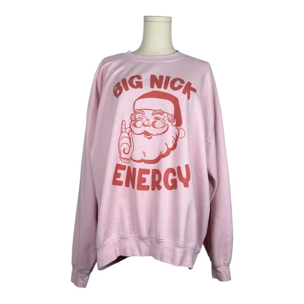 Big Nick Energy Pink Graphic Christmas Sweatshirt XL